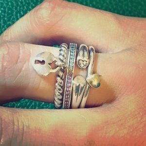 Heart Ring Bundle: 3 Pandora and 1 Chamilia Ring